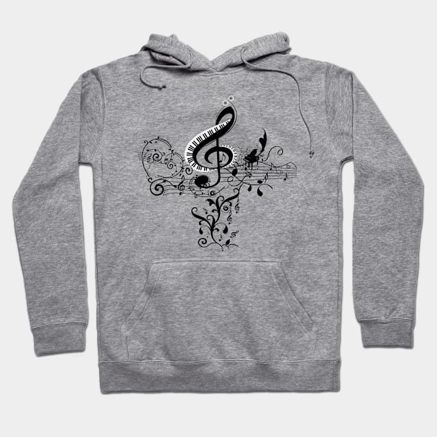 Music, decorative clef with piano and key notes Hoodie by Nicky2342